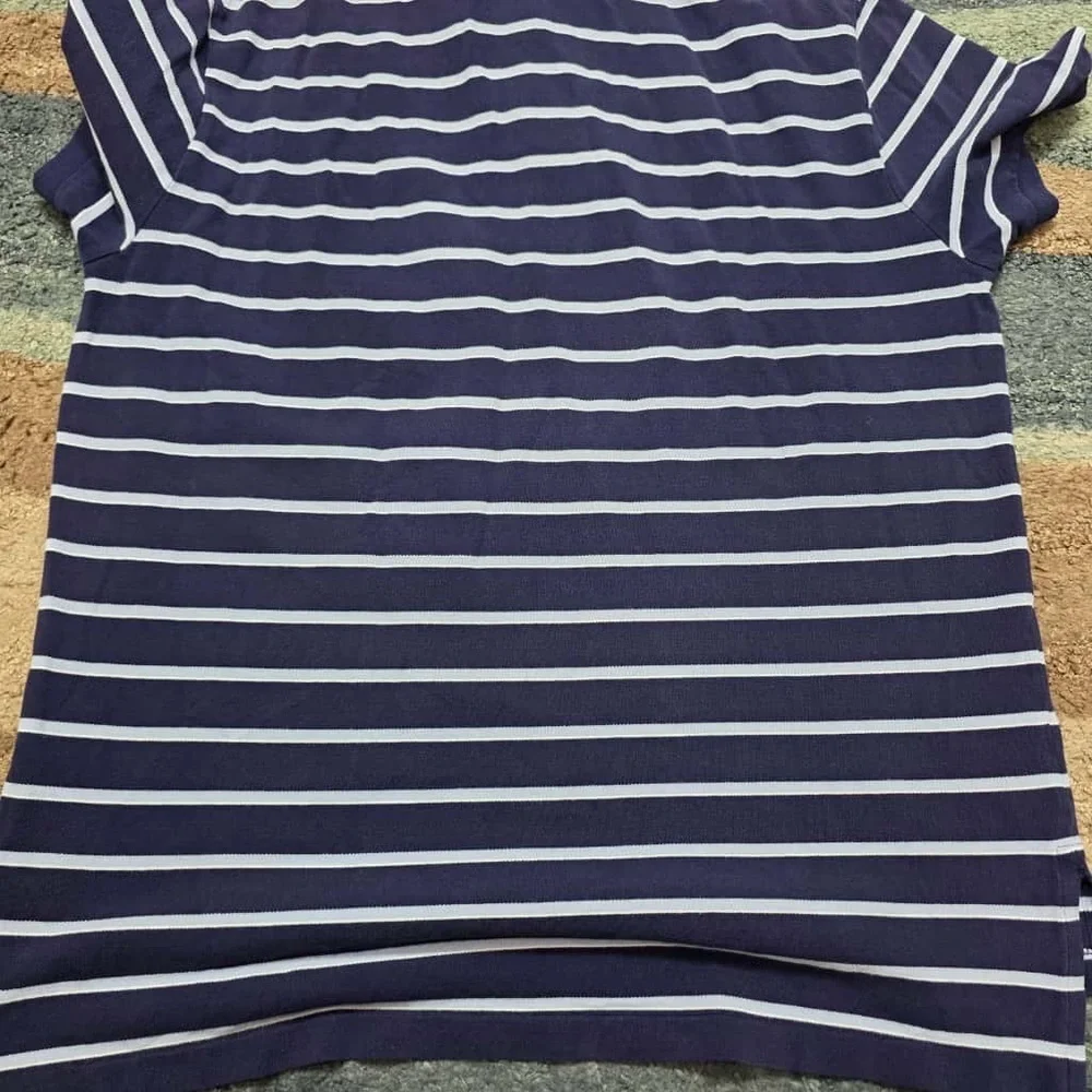 Polo Ralph Lauren XL Navy White Stripe Classic Fit Cotton Polo USA Made
